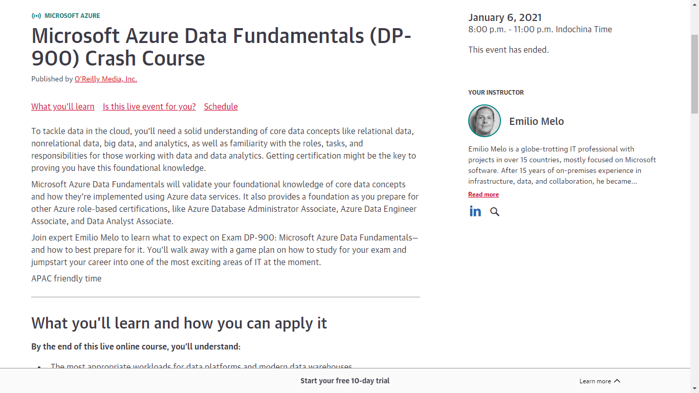 Live Training: “Microsoft Azure Data Fundamentals (DP-900) Crash Course”