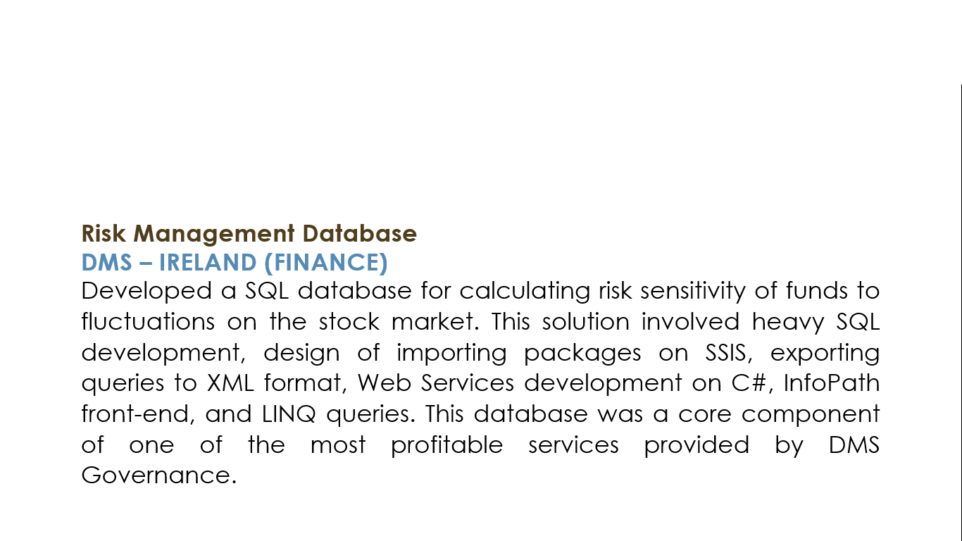 Creation of a Risk Management SQL Database for a Financial Company in Dublin